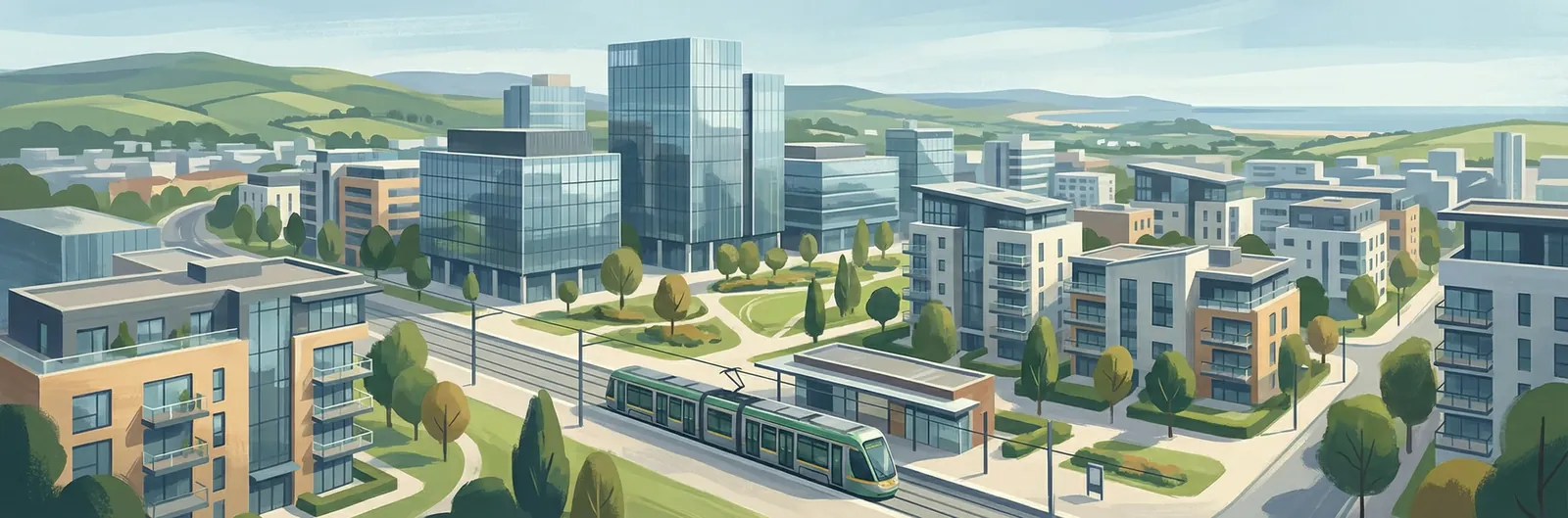 Sandyford, Dún Laoghaire–Rathdown streetscape